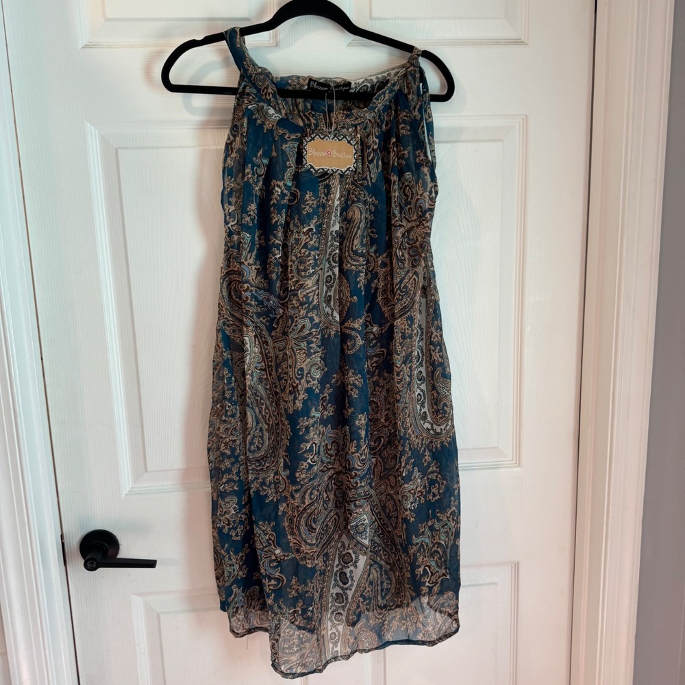 Blossom Boutique Cover Up Womens One Size Blue Global Paisley Halter sheer